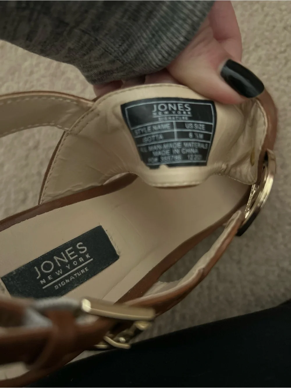 Jones New York Brown Espadrille Wedge Sandals with Logo Buckle